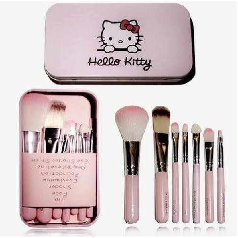 KITTY BRUSH KALENG 7 In 1 / Kuas Hello Kitty Set / Make Up Brush