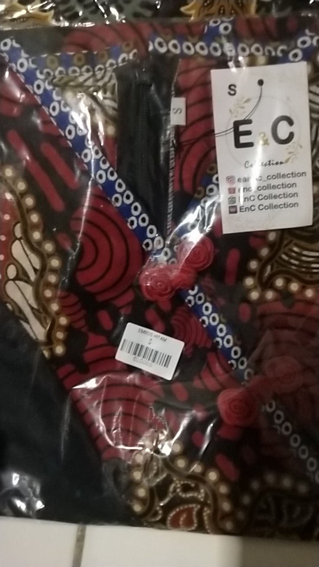 Blouse Batik Wanita Kombinasi Embos Hitam / Atasan Batik Resleting Belakang - S M L Xl Xxl 3l 4l 5l