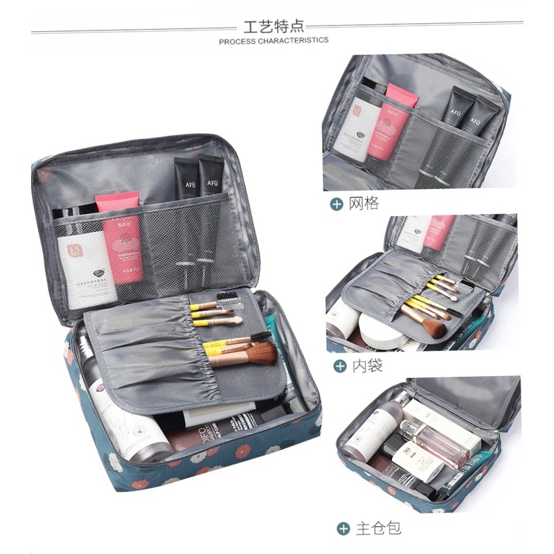 Tas Makeup Travel Organizer Make Up bepergian Muat banyak mini kecil simple bisa ditaruh didalam koper Bag in Bag Organizer Kosmetik rias dandan tas wanita Female Storage Make Up Cases Outdoor Girl Makeup Women Cosmetic Bag Women Toiletries Organizer