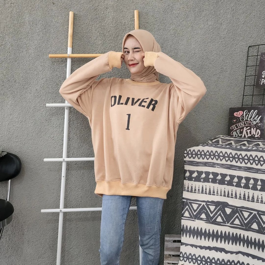 OLIVER 2XL 3XL Oversize Sweater Crewneck Oblong | Outerwear Wanita Terbaru Fashion Terkini Korean Style