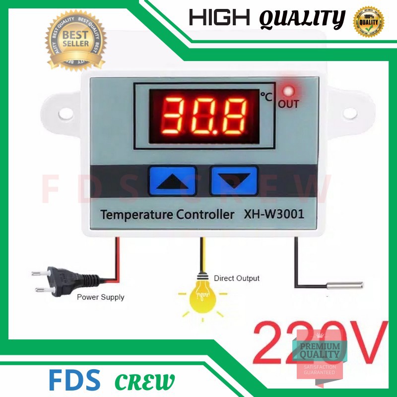 THERMOSTAT Digital XH W3001 AC 220V 12V Pengatur Suhu Digital Untuk Penetas Telur DLL Murah Cuci Gudang