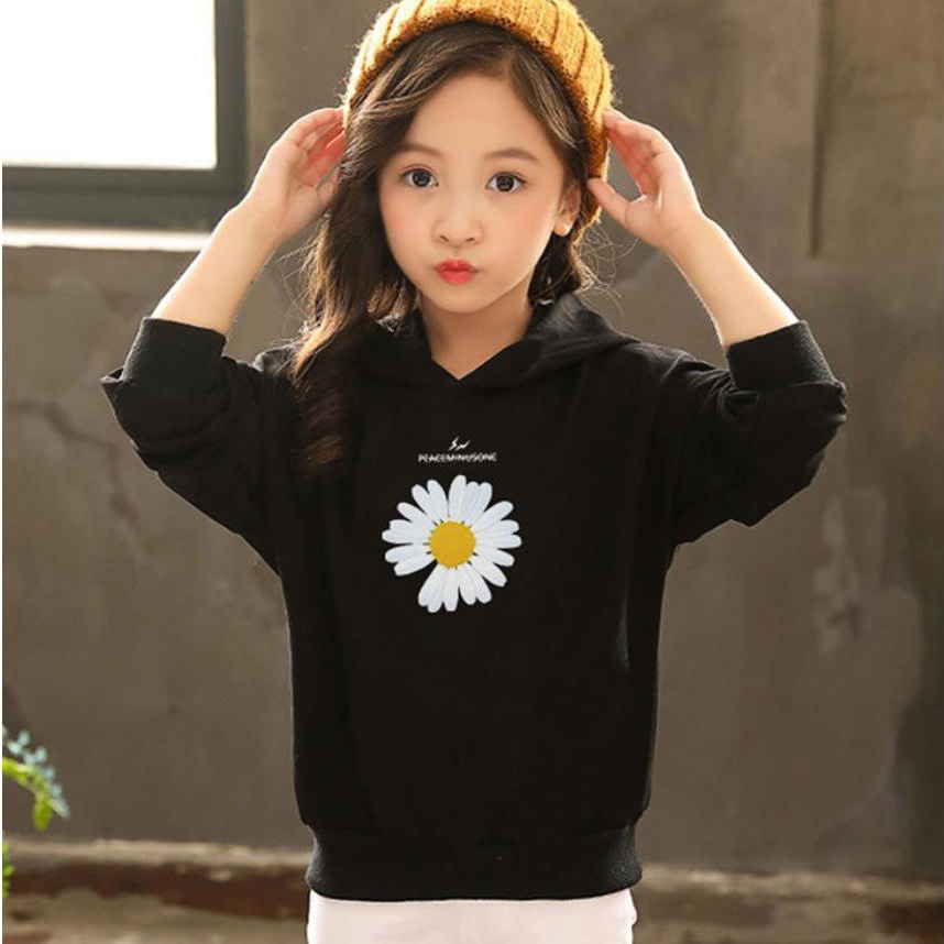 HOODIE ANAK WANITA FLOWER DAISY CUTE FLEECE CASUAL TEBAL PREMIUM TERBARU,