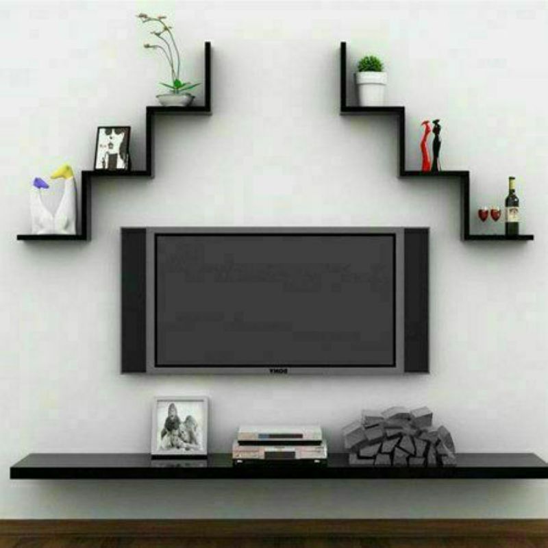 RAK TV MINIMALIS MODERN Gantung Murah Serbaguna Tempel Melayang Meja Hiasan Kamar Dekorasi Rumah RAK