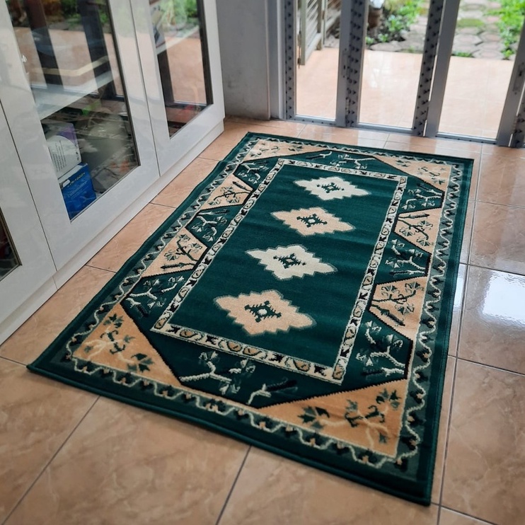 KARPET MIRZAE 100 X 150 MZ14 GREEN Karpet Lantai Hijau, Permadani Bulu Tebal-2