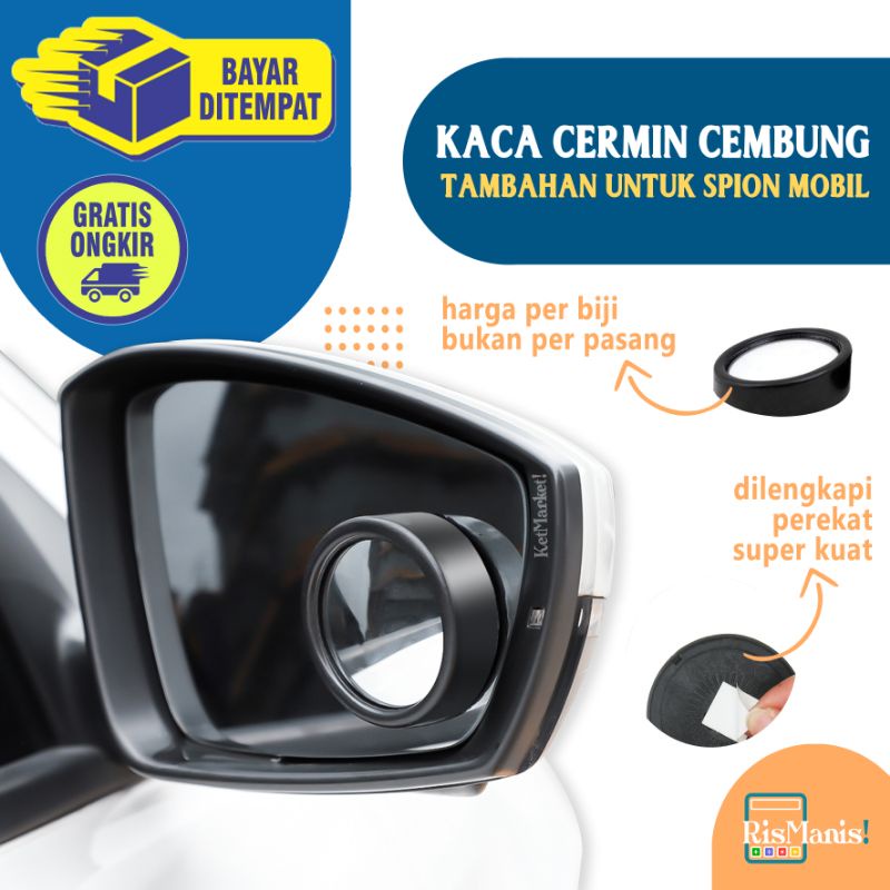 CAR REARVIEW BLIND SPOT MIRROR - Kaca Cermin Cembung Tebal Mini Tambahan Spion Mobil Motor Kendaraan