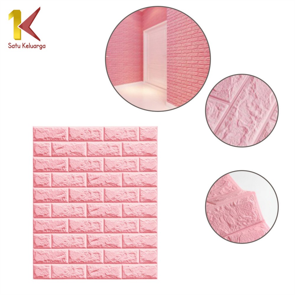 Satu Keluarga Walpaper Stiker Dinding Dekorasi Kamar C206 Wallpaper Dinding Foam 3D Kecil Motif Batu Bata-1