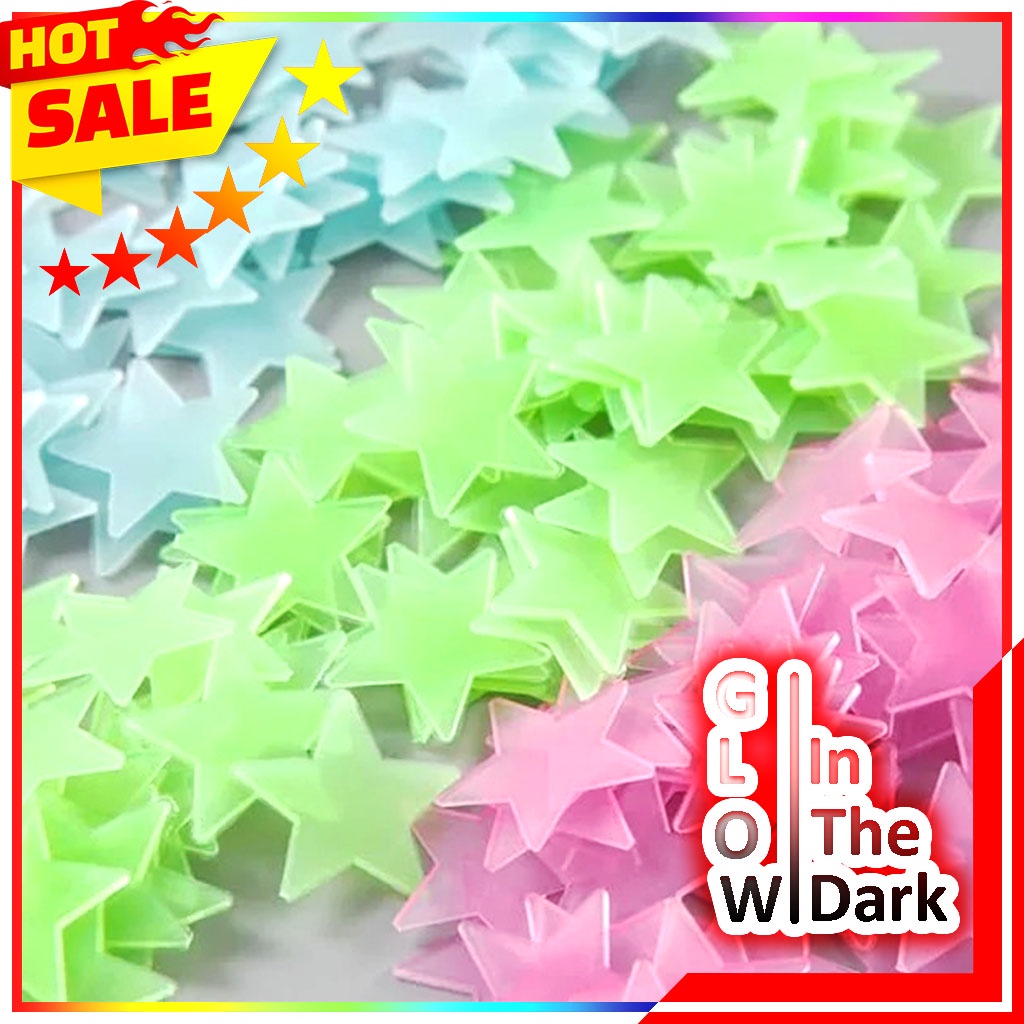 Star Wall Sticker Stiker Bintang Glow In The Dark Dinding Wallsticker - Star Glow In The Dark Isi 100 Pcs