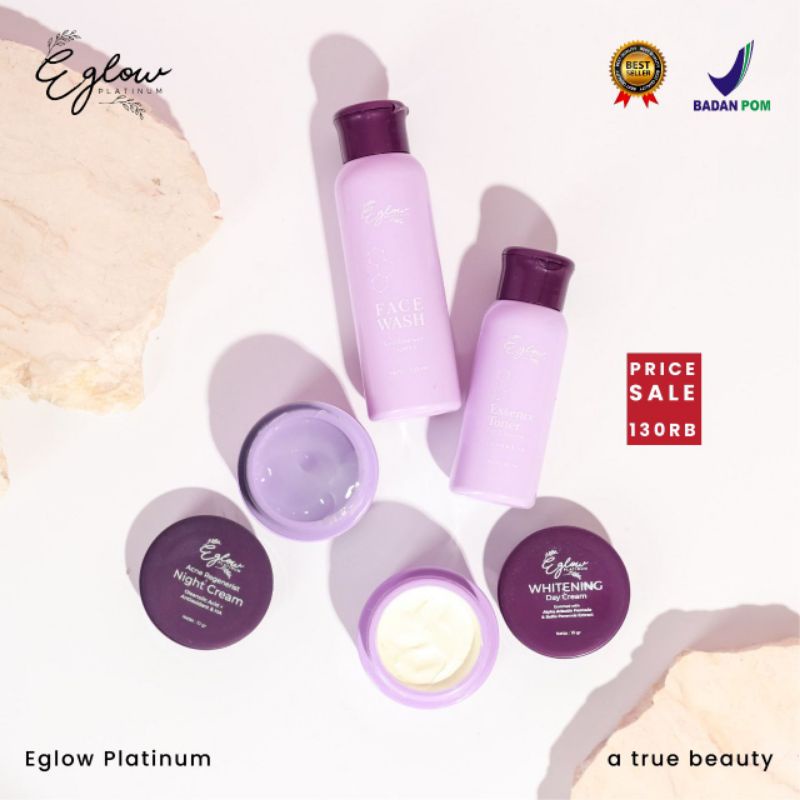 E glow Platinum whitening series lengkap - e glow Platinum whitening / acne / ultimate original BPOM