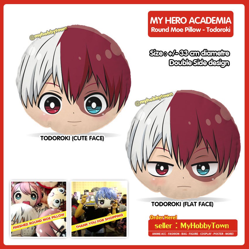 Bantal Bulat My Hero Academia Boku No Hero Academia : Todoroki Shoto  Plush Doll Round Plushie