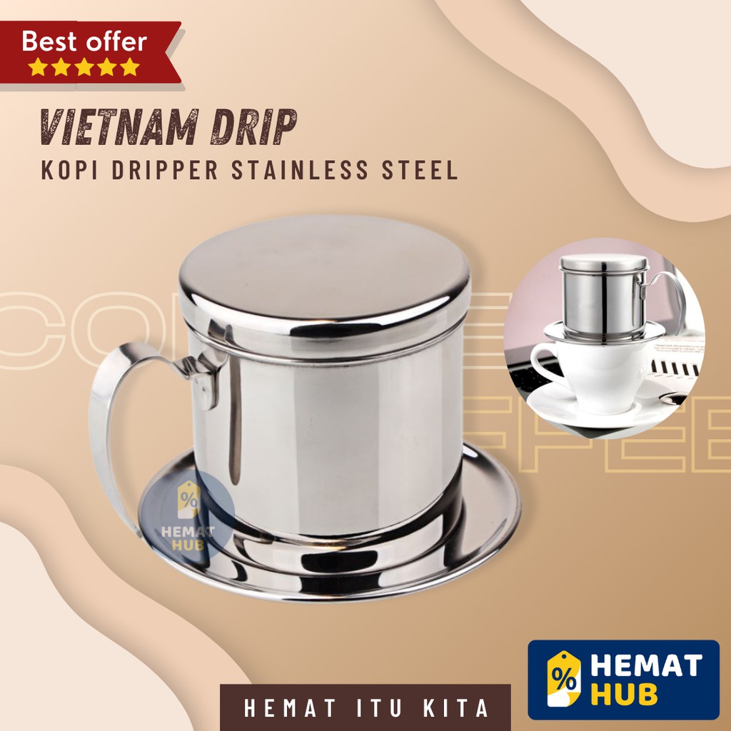 Vietnam Drip Premium Coffee Maker Q8 Peralatan  Kopi Filter Sekrup Stainless Steel Manual Brew