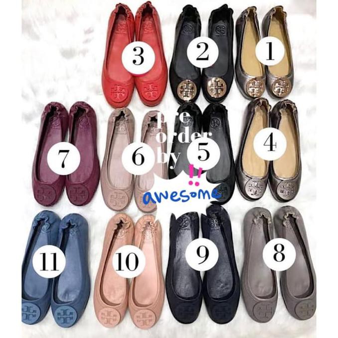 Barang Berkualitas Preorder Minnie Ballet Flat Shoes by Tory Burch Original - Merah, 36 BARANG BAGUS