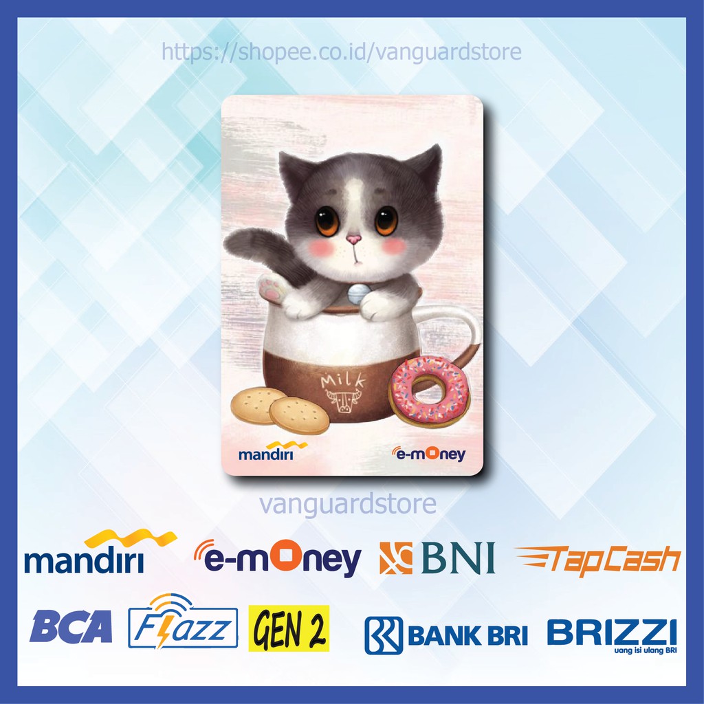 KARTU E MONEY E TOLL KUCING COKLAT ANIMAL 12 EMONEY MANDIRI FLAZZ BCA BNI TAPCASH BRIZZI BRI -1 SISI