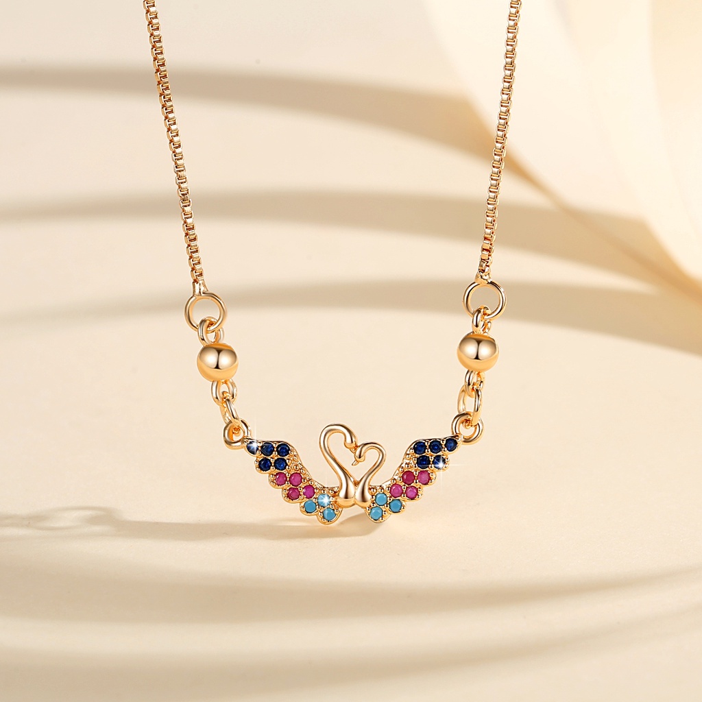 Y642 【COD】 Kalung Sederhana Swan Berlian Kalung Wanita Titanium  Kalung Fashion Korea Kalung Anti Luntur