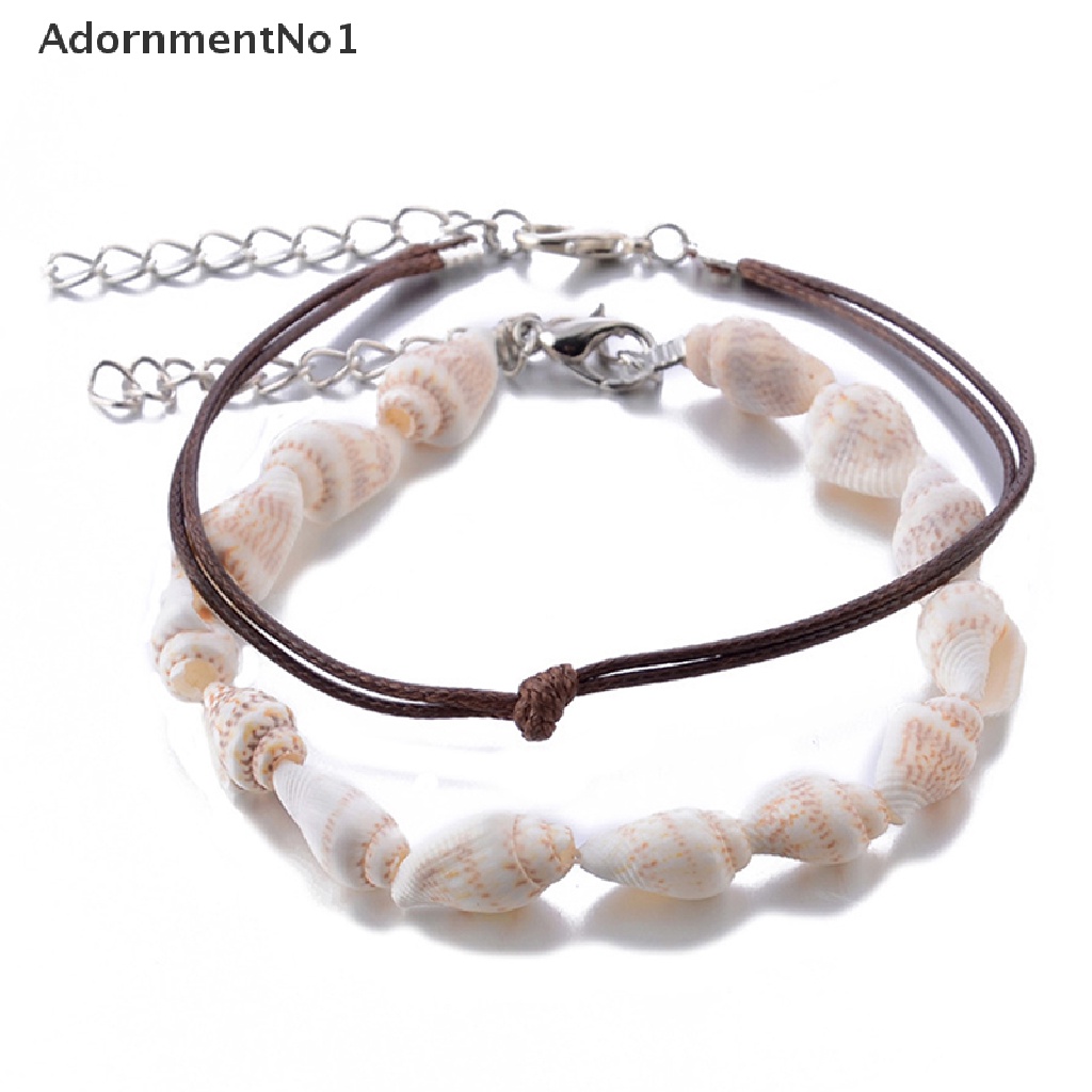 (AdornmentNo1) 2pcs / Set Gelang Kaki Wanita Desain Kerang Untuk Pantai / Hadiah