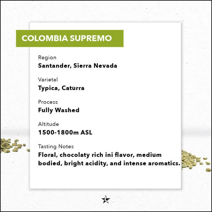 

ARABICA GREEN BEANS - COLOMBIA SUPREMO S17/18