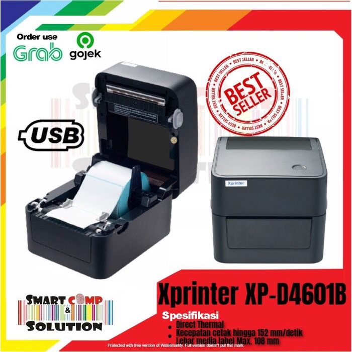 Printer Barcode XPrinter XP460BT / D4601 / D4601BT USB Bluetooth Thermal Label RESI Alamat