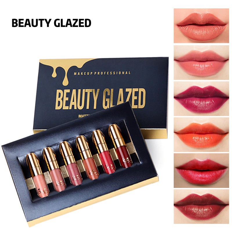 (READY &amp; ORI) Beauty Glazed 6 In 1 Waterproof Liquid Lip Matte Lipstick Mini Set 6 Warna B2 B 2