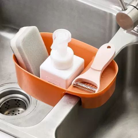 Kitchen Sink Drainer Drain Basket / Leftovers Hanging Basket   Sponge Holder for Kitchen Bathroom Storage Organizer