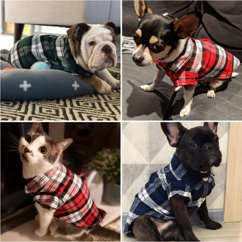 ★〓YUFeiPet〓★Pet Plaid Shirt Dog Vest Cat Shirt Short Sleeve Small Dog T-shirt Soft Breathable Summer