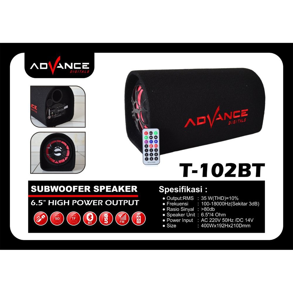 Speaker bluetooth usb, memory karaoke + radio 6,5inch Advance T102BT