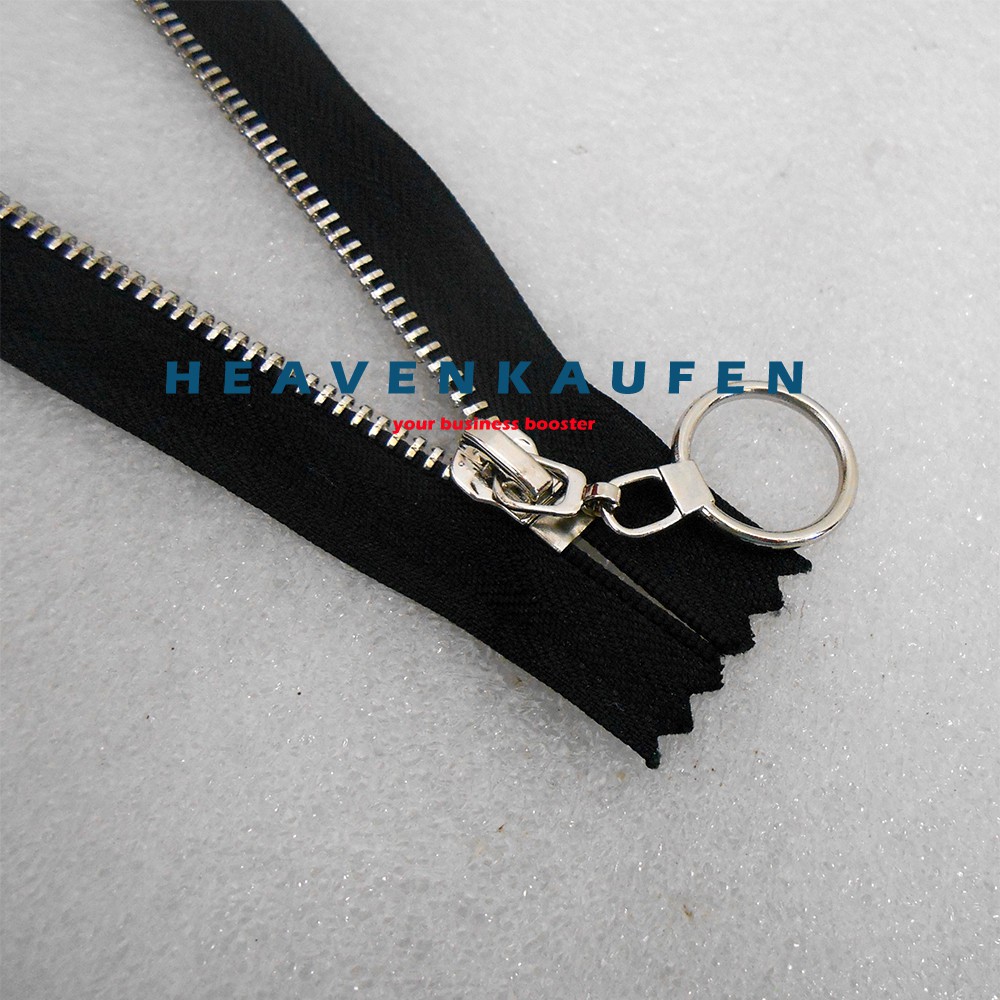 Resleting Zipper 15 cm Nikel Silver Variasi Puller/Tarikan Model Bulat Keren