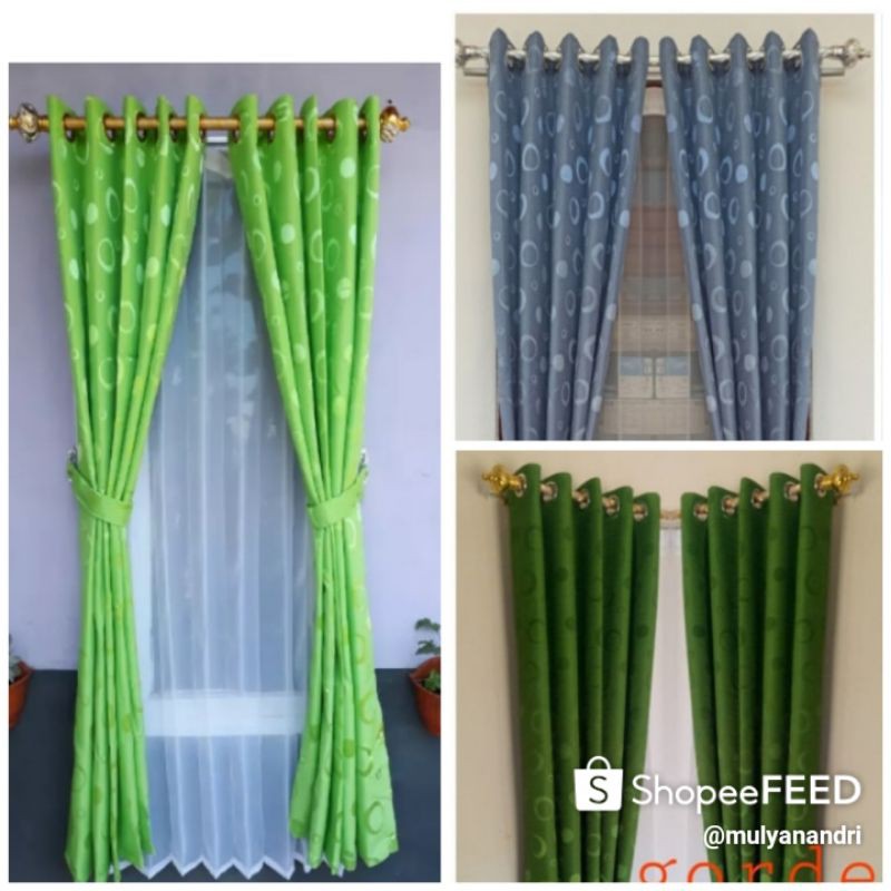 Gorden motif polkadot ungu biru ping  hijau  abu 10 ring 