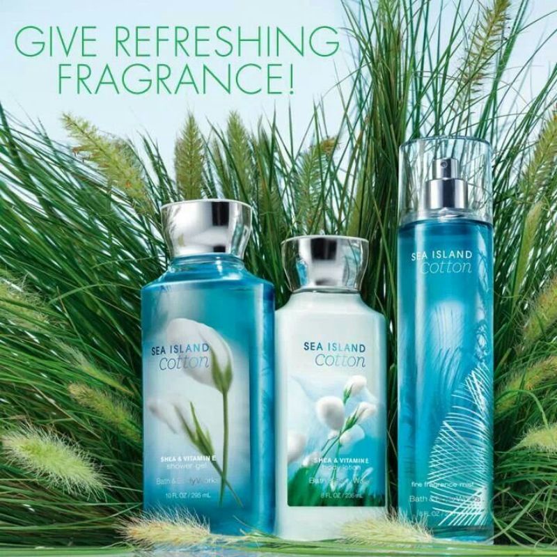 BBW SEA ISLAND SHORE (D/H SEA ISLAND COTTON ) SERIES BATH AND BODY WORKS BBW MIST LOTION SHOWER GEL 