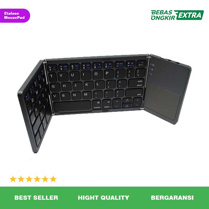 Keyboard Lipat Wireless Bluetooth Three Folding Magnetic + Touchpad