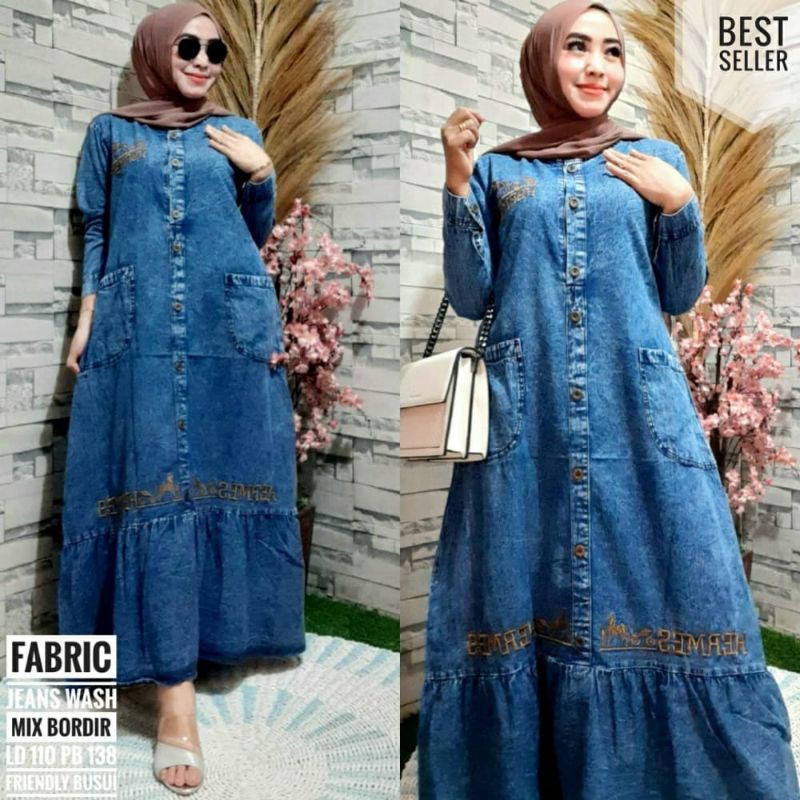 Baju Gamis Wanita Bahan Jeans/Baju Levis/Gamis Jeans