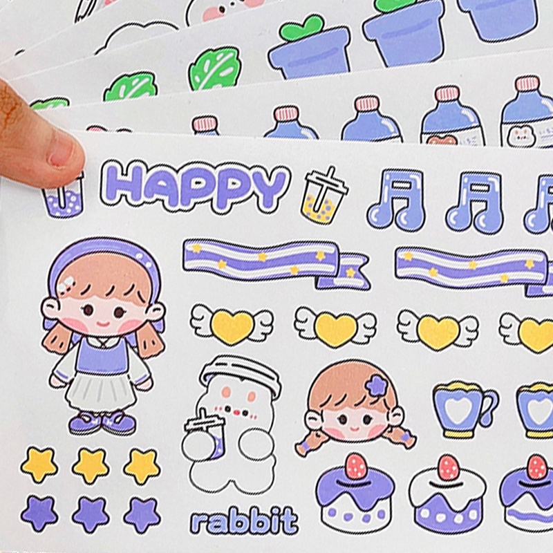 50 Lembar Stiker Kertasselotip Washi Motif Kartun Lucu Kapasitas Besar Untuk Dekorasi Scrapbook DIY