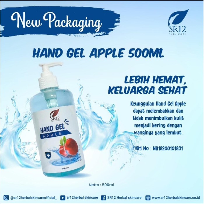 SR12 Hand Gel Apple 500 ML / Antiseptik Original SR12