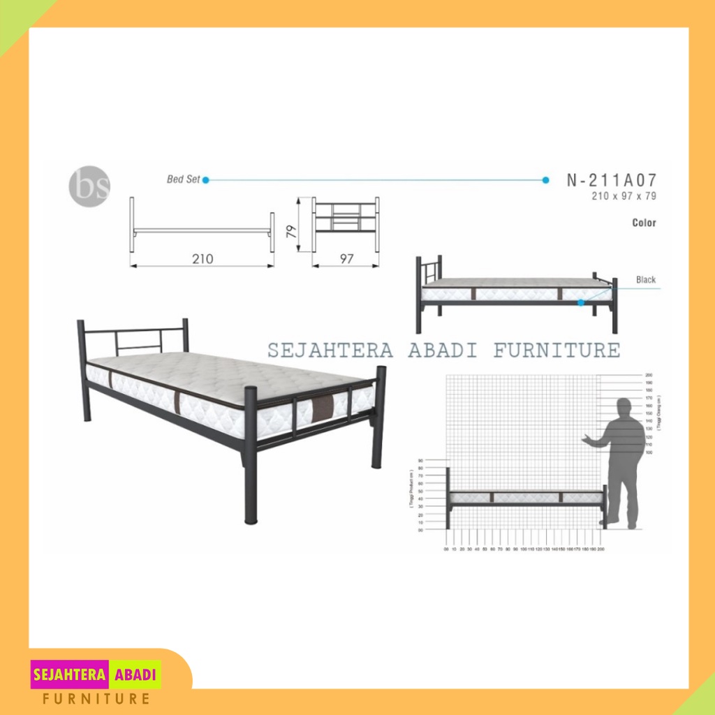 ranjang tunggal besi, ranjang single, ranjang mess, ranjang kost EXPO
