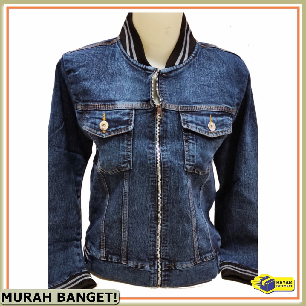Jaket Jeans Cewek Wanita Rawis Terbaru 2020 Crop Denim Outerwear  MS413 Jaket Jeans Jumbo Bomber Wa