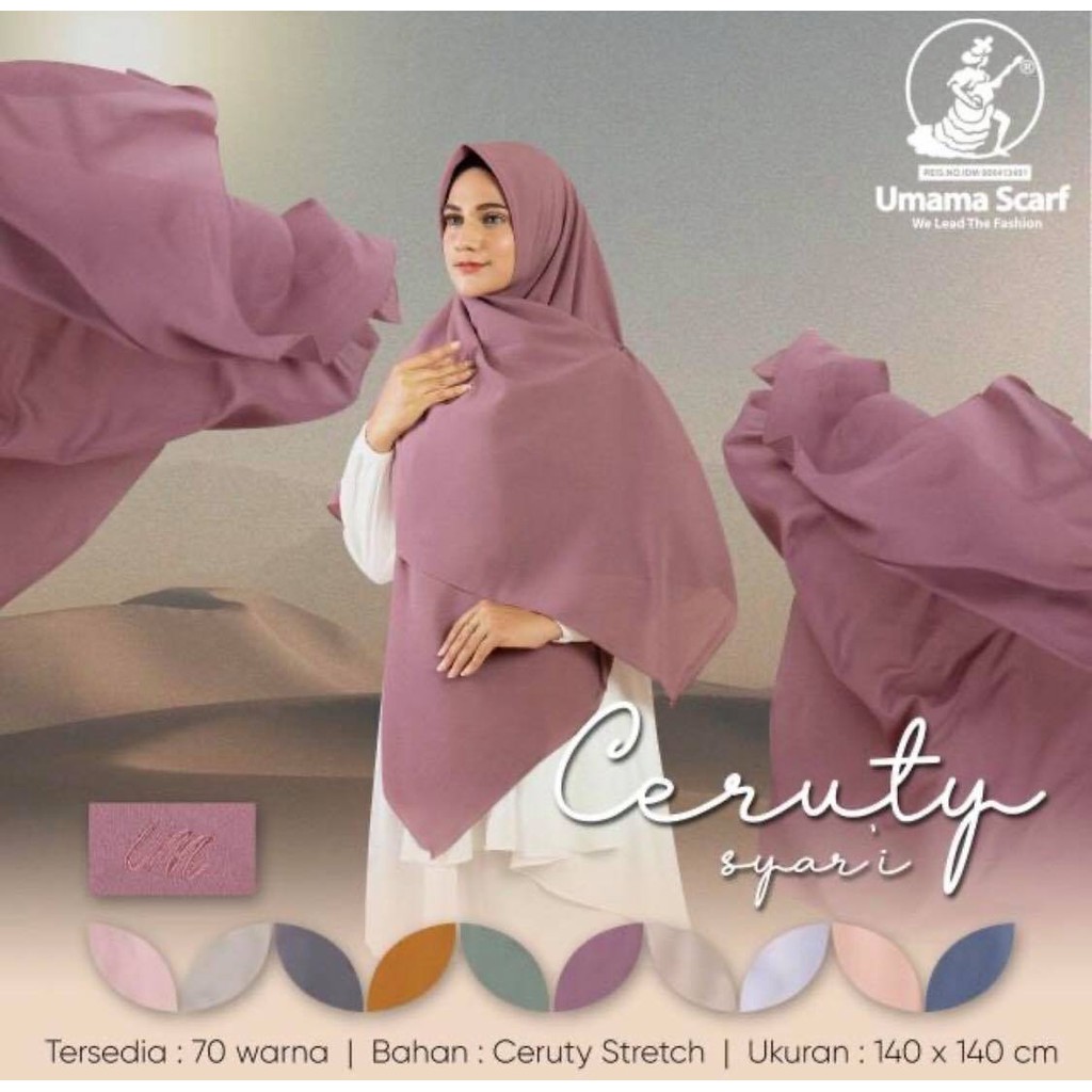 SEGI EMPAT UMAMA SYARI CERUTY / SAUDIA SYAR'I / HIJAB JILBAB KERUDUNG JUMBO CERUTY by umama scraft