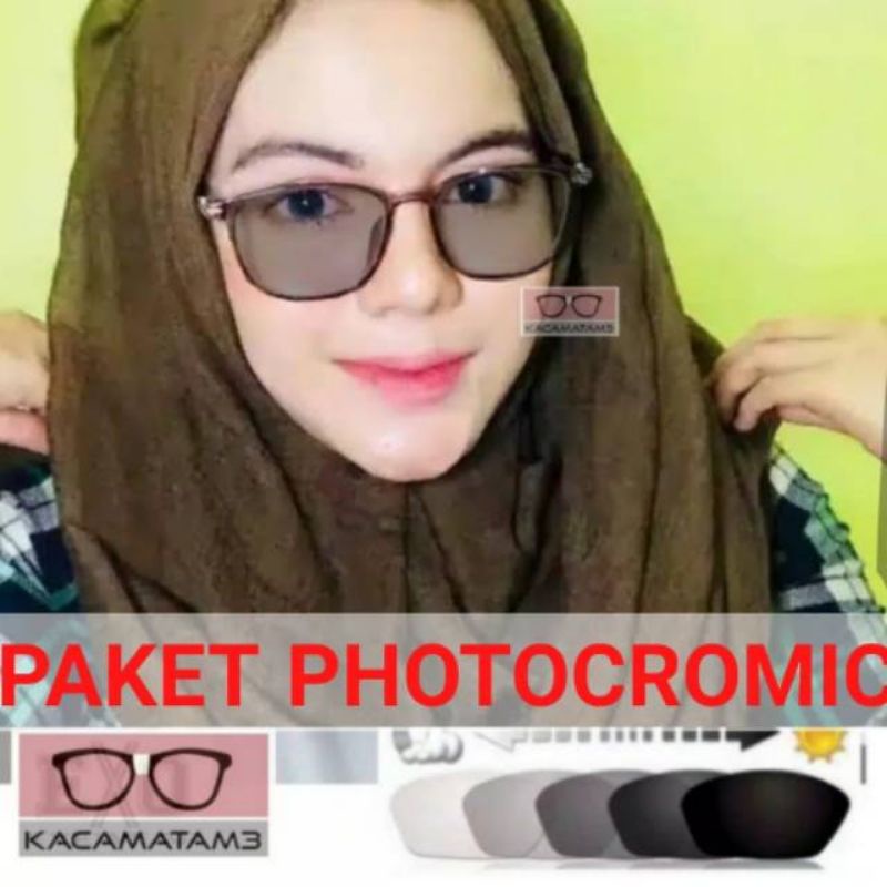 kacamata lensa photocromic antiradiasi boleh pilih lensa blueray bisa normal minus plus cilinder tergantung permintaan sampai minus 5 cyl 2 harga masih sama tulis saja pesanan kaka di catatan saat order free box lap cairan pembersih kode21351siz 50-18-140