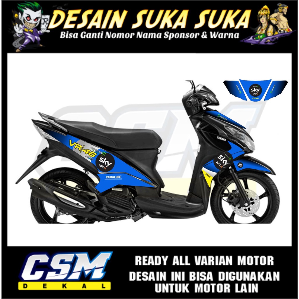 decal motor xeon rc / karbu stiping motor anti luntur sticker motor keren