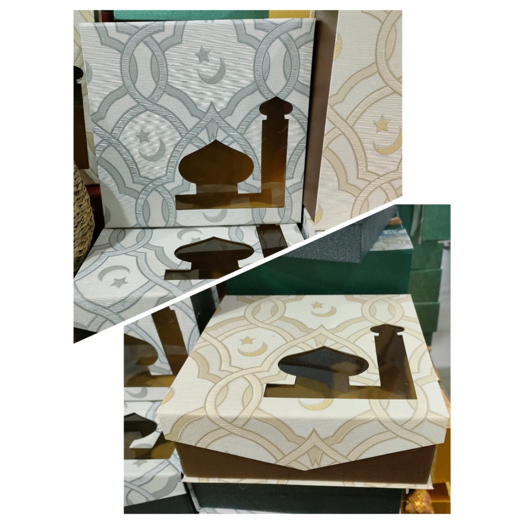 

Box Lebaran Persegi / Box Hampers Lebaran 22cm / 4 Toples 250gr