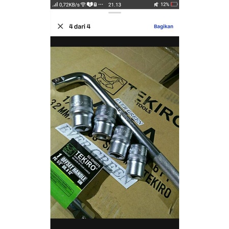 Paket 2 pcs TEKIRO : Gagang Stang Sok L + Mata Kunci Shock 19 Panjang (for cvt motor matic , kunci r