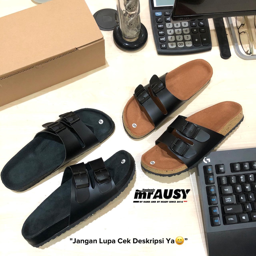 Sandal Selop Wanita Cewek Casual mrAUSY Ringan Strap 2 Gesper 2 Pendek