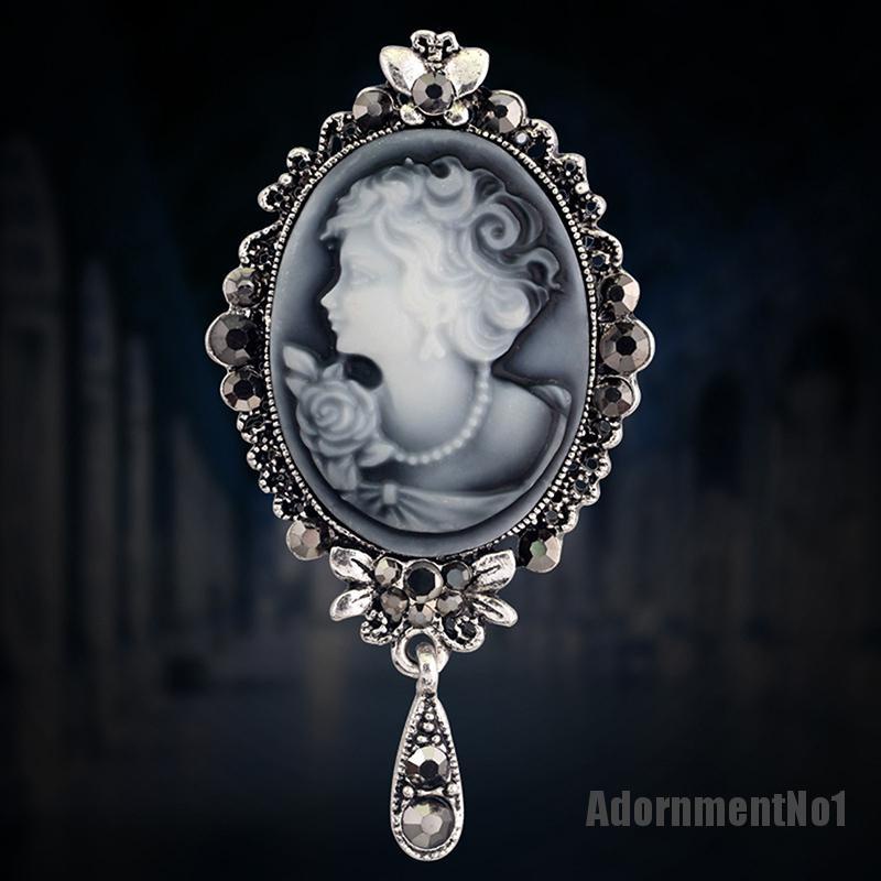 (Adornmentno1) Bros / Pin Gaya Victoria Motif Cameo Aksen Kristal Untuk Perhiasan Wanita / Pesta Pernikahan