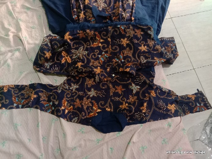 Set Couple Batik Keluarga Gamis Syari Asdf Gamis Modern Terbaru Bahan Katun Primis Unggul Jaya Navy