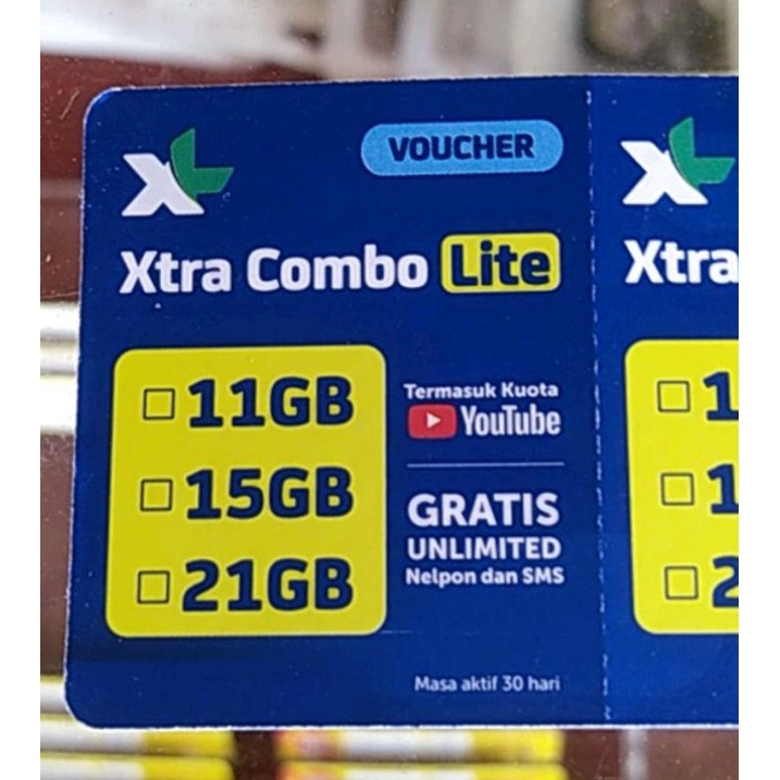 VOUCHER XL XTRA COMBO LITE PLUS UNLIMITED TURBO XL 4+ 15GB VOCER XL UNLIMITED 15GB VC XL UNLIMITED