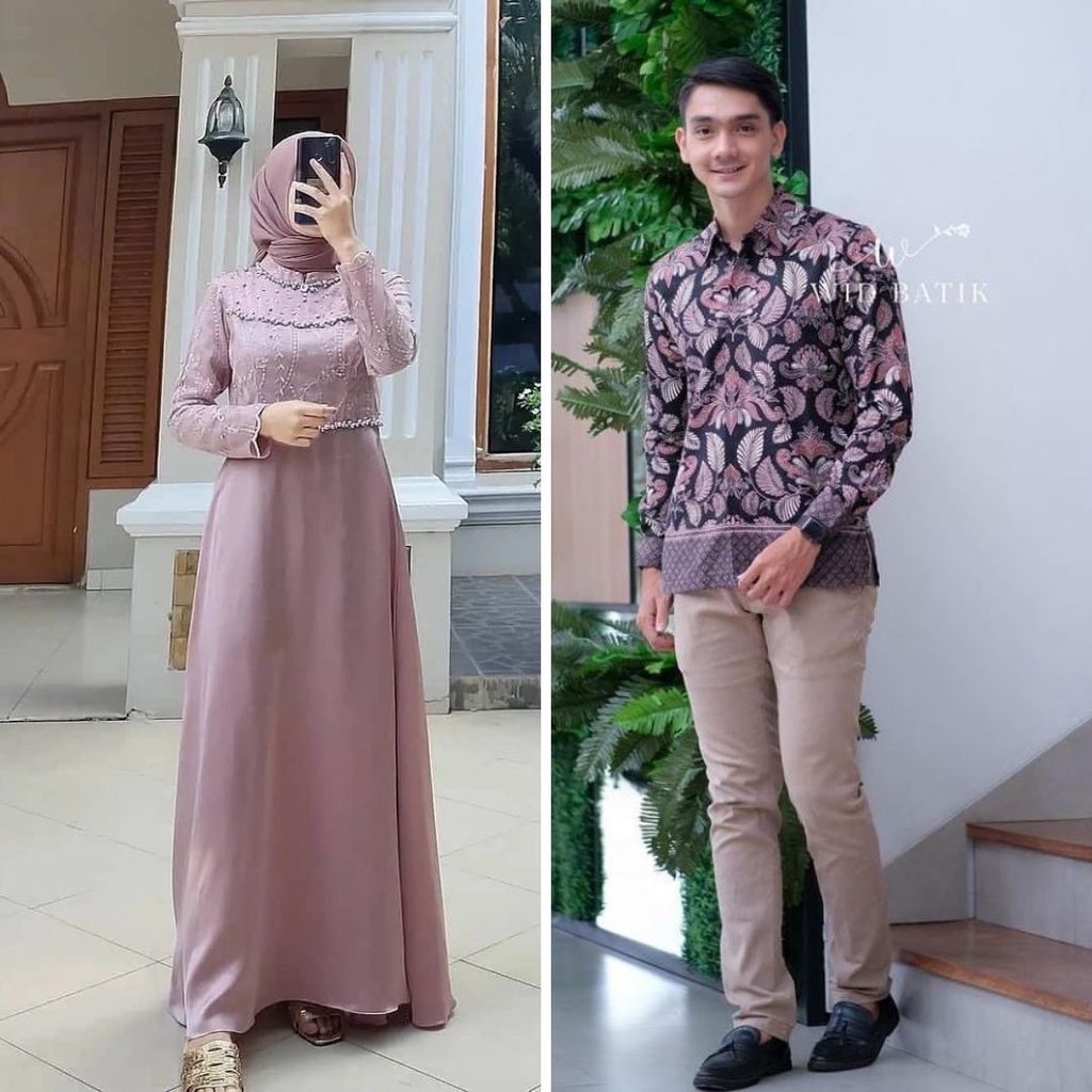 [BISA COD] JUMBO XXL GAMIS COUPLE | GAMIS COUPLE TIARA BROKAT VELVET KEMEJA BATIK KATUN BAJU PASANGA