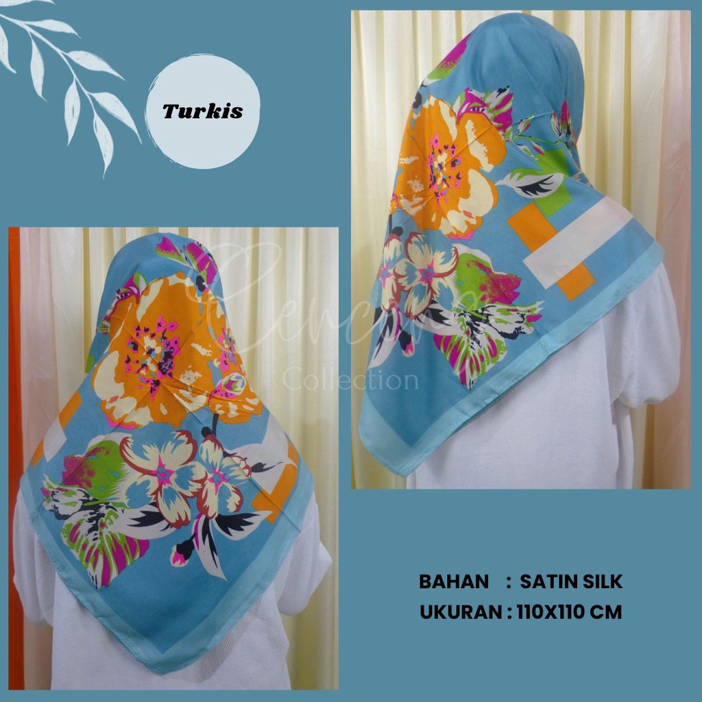 hijab motif segi empat warna biru blue jilbab cantik murah kerudung muslimah soleha