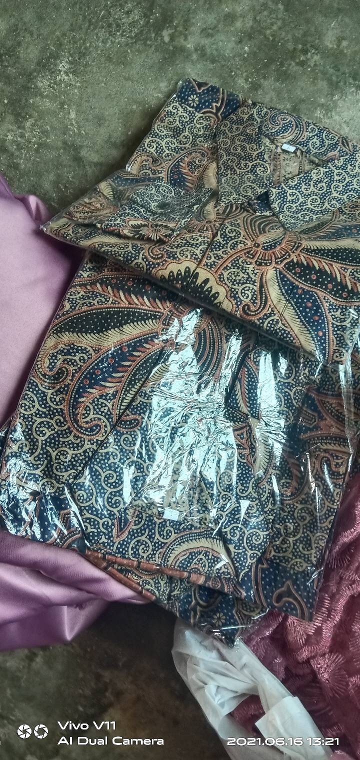 Kemeja Batik Pria Lengan Panjang Size M L Xl Xxl Bswart Batik Hrb026 Kenongo Hem Panjang Padi