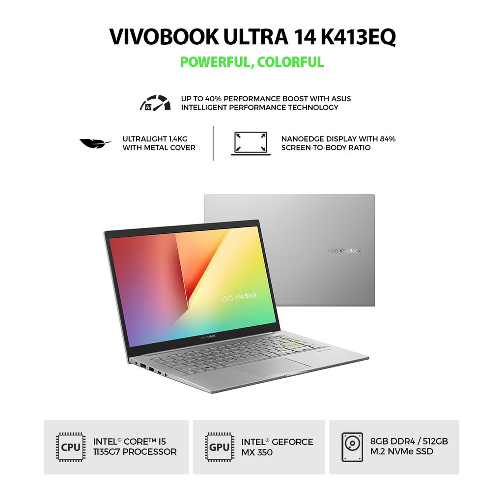 Asus VivoBook Ultra 14 K413EQ-EB551TS EB552TS EB553TS i5-1135G7 8GB 512GB MX350 14" Win10+OPI