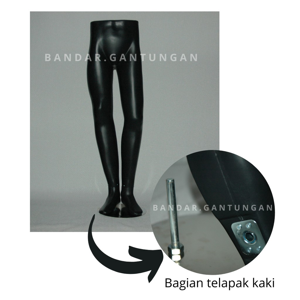 Patung Manekin Plastik Cowok Pria Laki Laki Kaki Warna Hitam/Bening Putih Display Celana Manekin Display Celana Patung Kaki Cowok- SET B