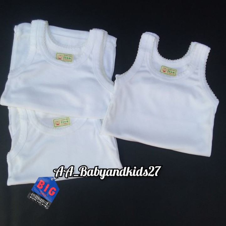 3PC Singlet Bayi Lisa Ukuran 14-32 Bahan Adem Lembut Dan SNI