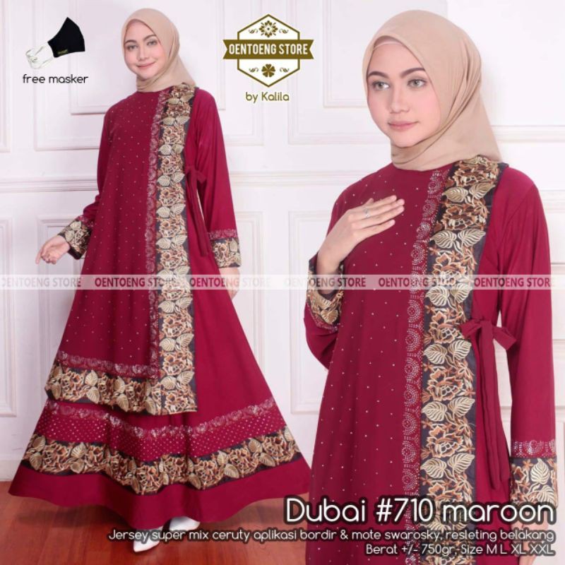 GAMIS MUSLIM ABAYA TURKI WARNA MAROON JERSEY SUPER MEWAH