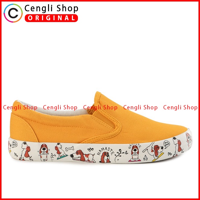 SEPATU SLIP ON WANITA HUSH PUPPIES ORIGINAL CASUAL BRANDED YELLOW HW19